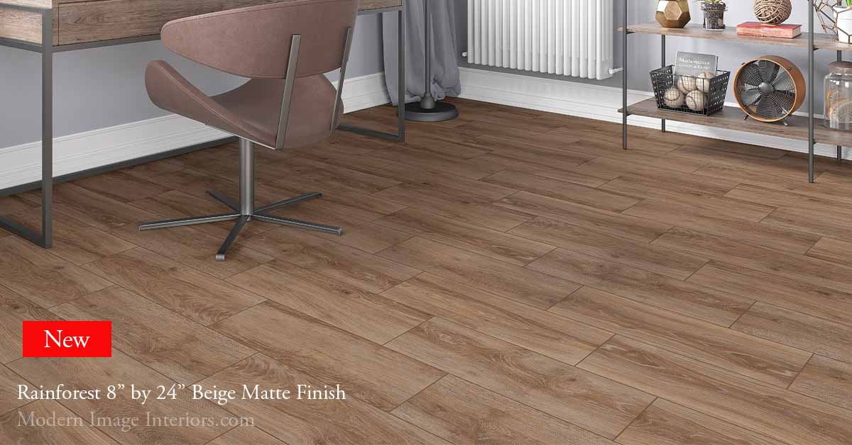 Rainforest Beige 8 by 24 WoodLook Tile Plank